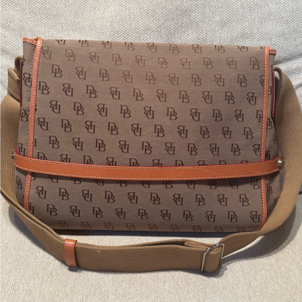 Dooney & Bourke Brown Crossbody Bag with Logo Pattern